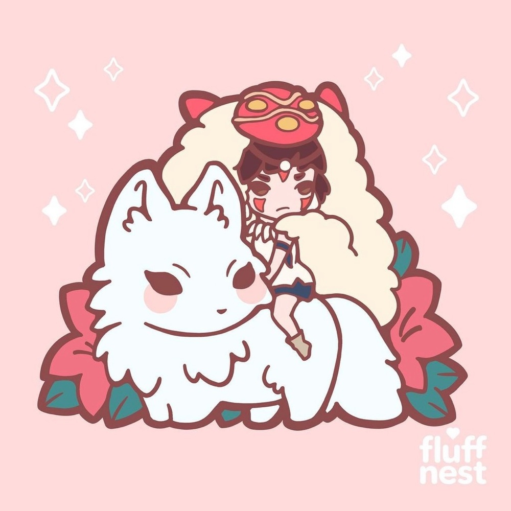 NWT 🐺🌳 Fluffnest Studio Ghibli Princess Mononoke San & Ashitaka Enamel Pins - Picture 5 of 6